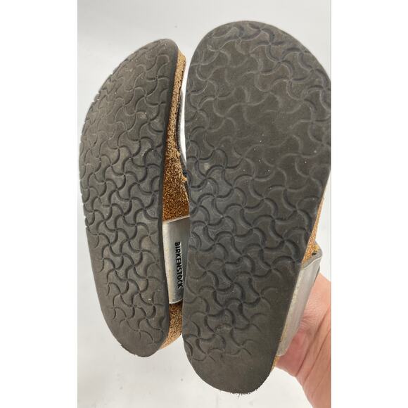 Birkenstock Gizeh Kids 33 / 2.5  Metallic Silver Birko Flor Thong Sandals Girls - Picture 4 of 6